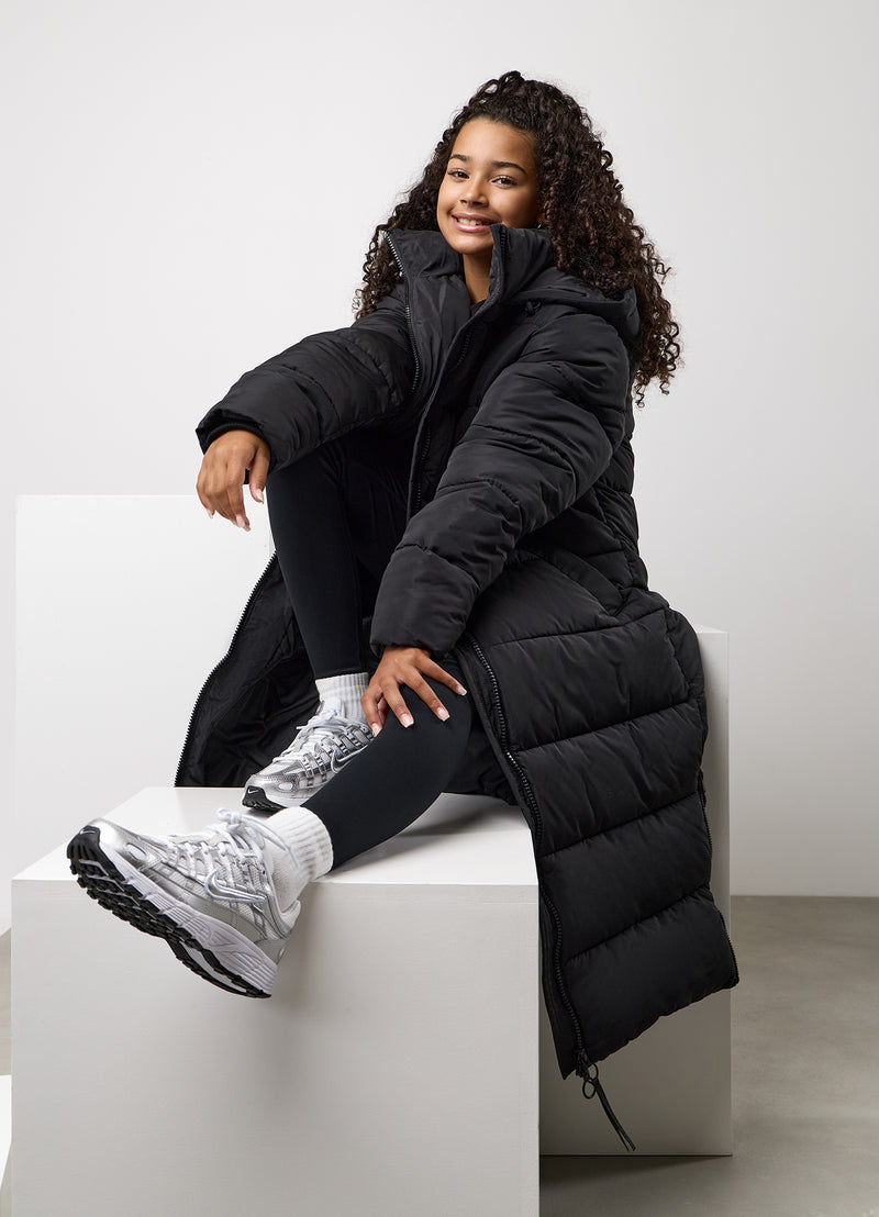 Gym King Kids Long Line Puffer - Black