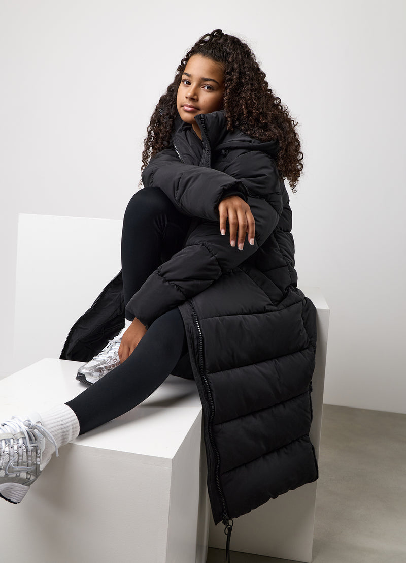 Gym King Kids Long Line Puffer - Black