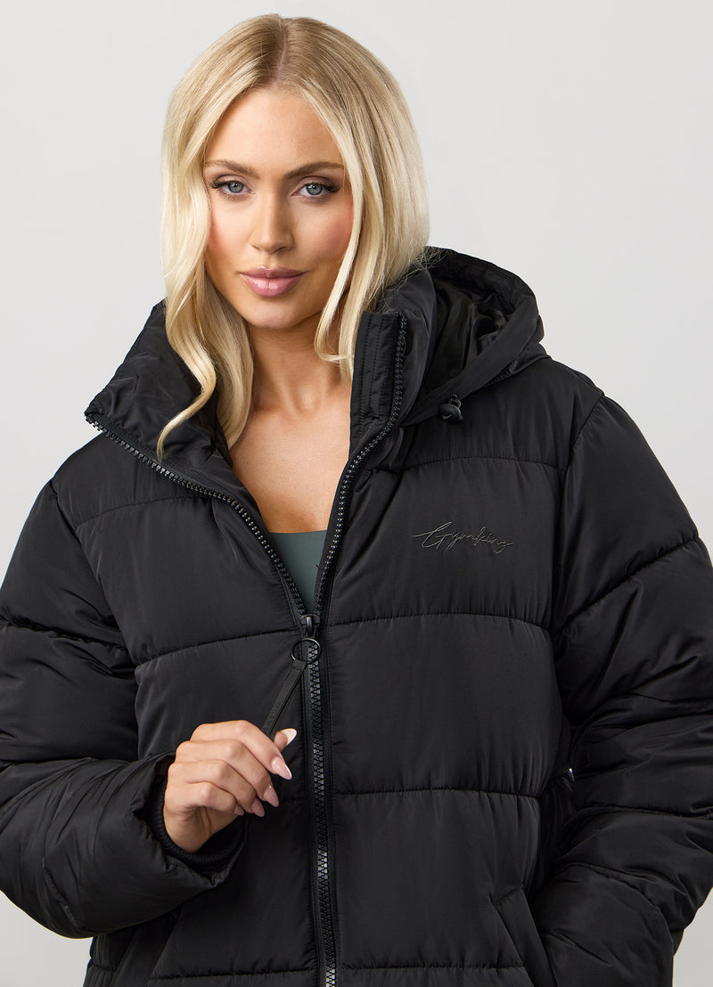 Gym King Longline Puffer - Black