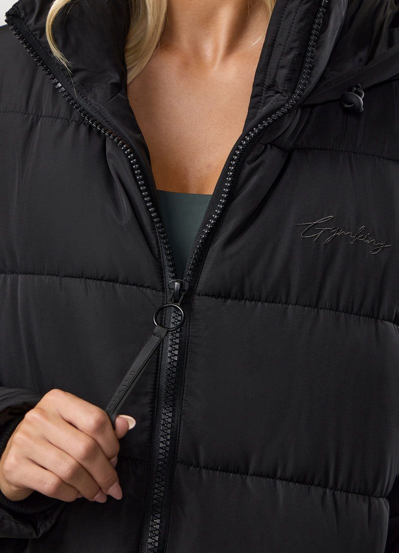 Gym King Longline Puffer - Black