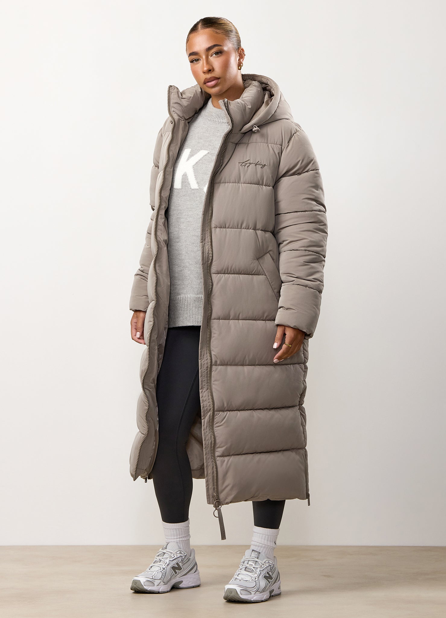 Gym King Longline Puffer - Truffle