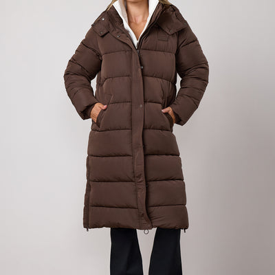 Gym King Longline Quilted Puffer Coat - Ganache