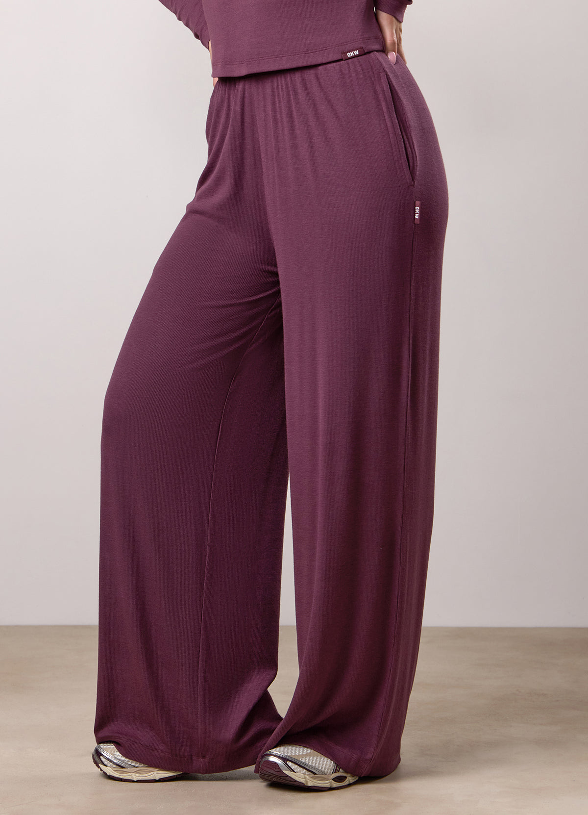 Gym King Lounge Wide Leg Trouser - Mulberry