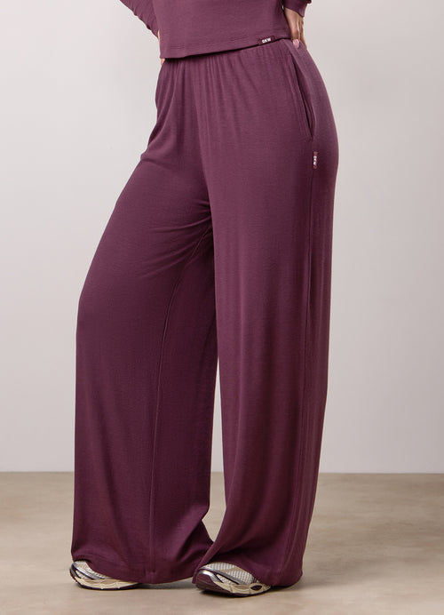 Gym King Lounge Wide Leg Trouser - Mulberry