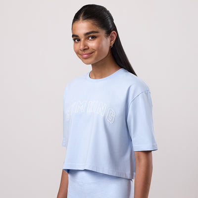 Gym King Kids Malibu Cropped Tee - Hydrangea Blue