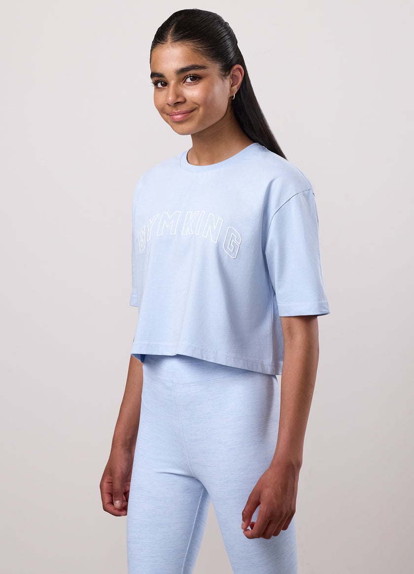 Gym King Kids Malibu Cropped Tee - Hydrangea Blue