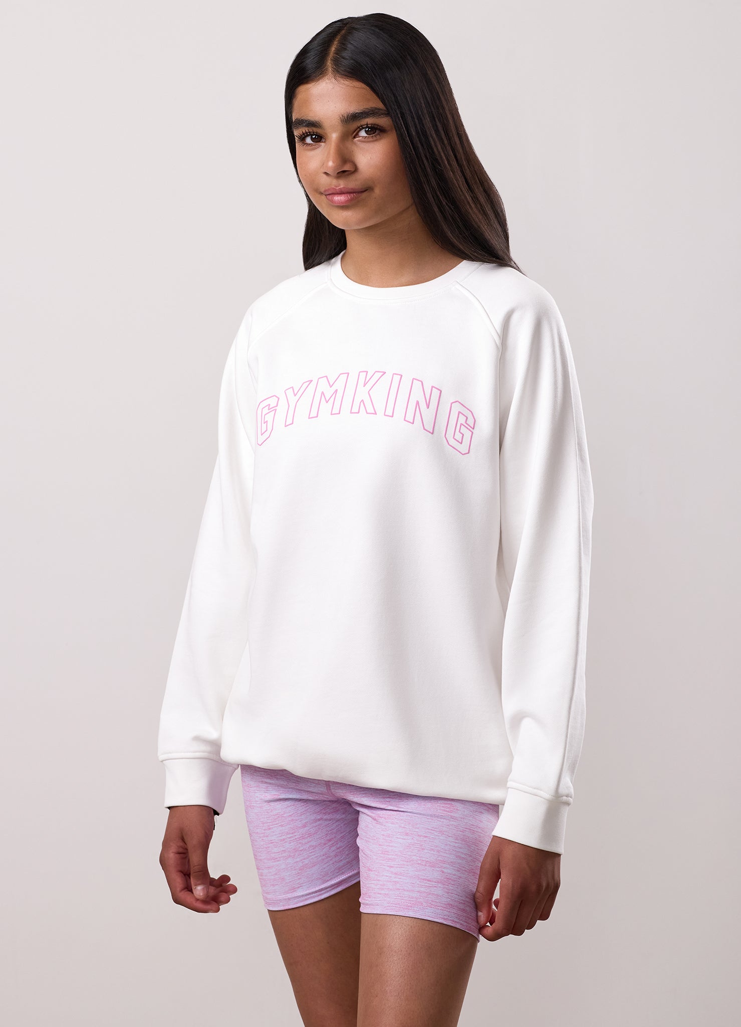 Gym King Kids Malibu Raglan Sleeve Crew - Cream