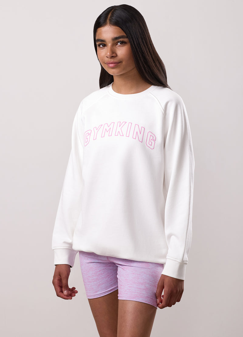 Gym King Kids Malibu Raglan Sleeve Crew - Cream