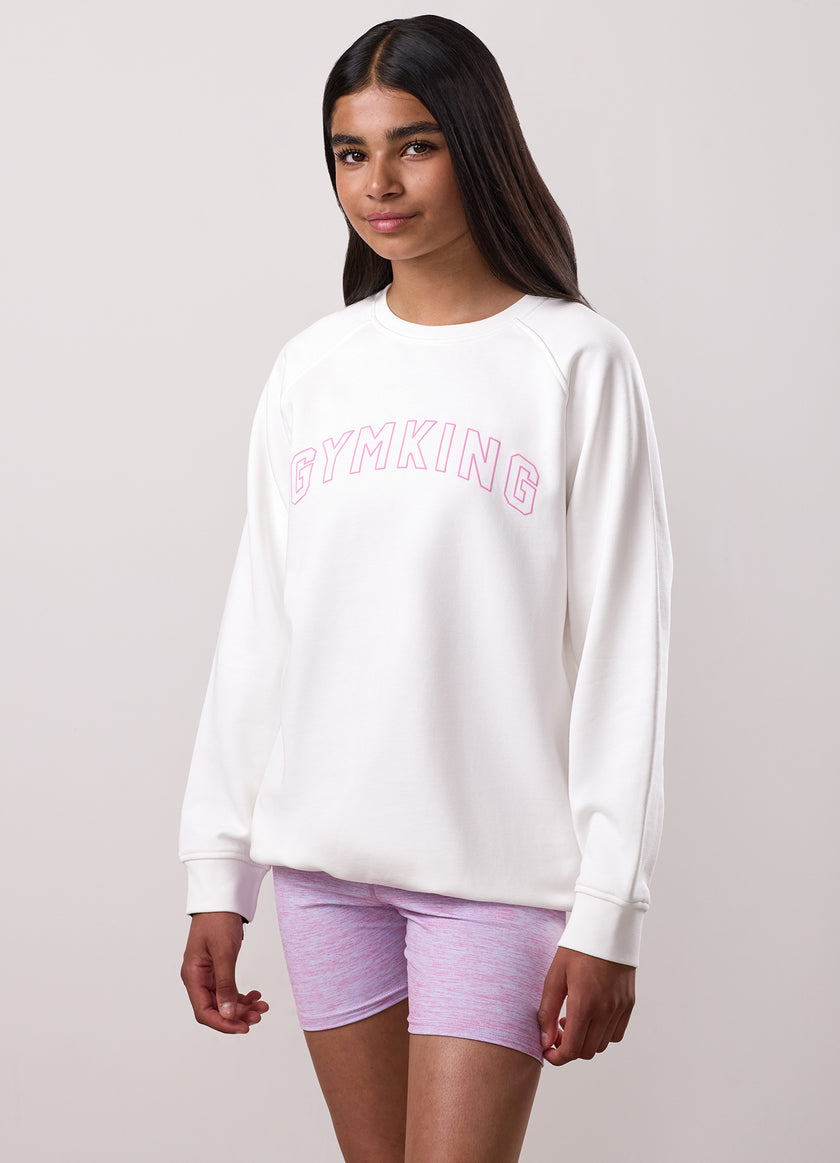Gym King Kids Malibu Raglan Sleeve Crew - Cream
