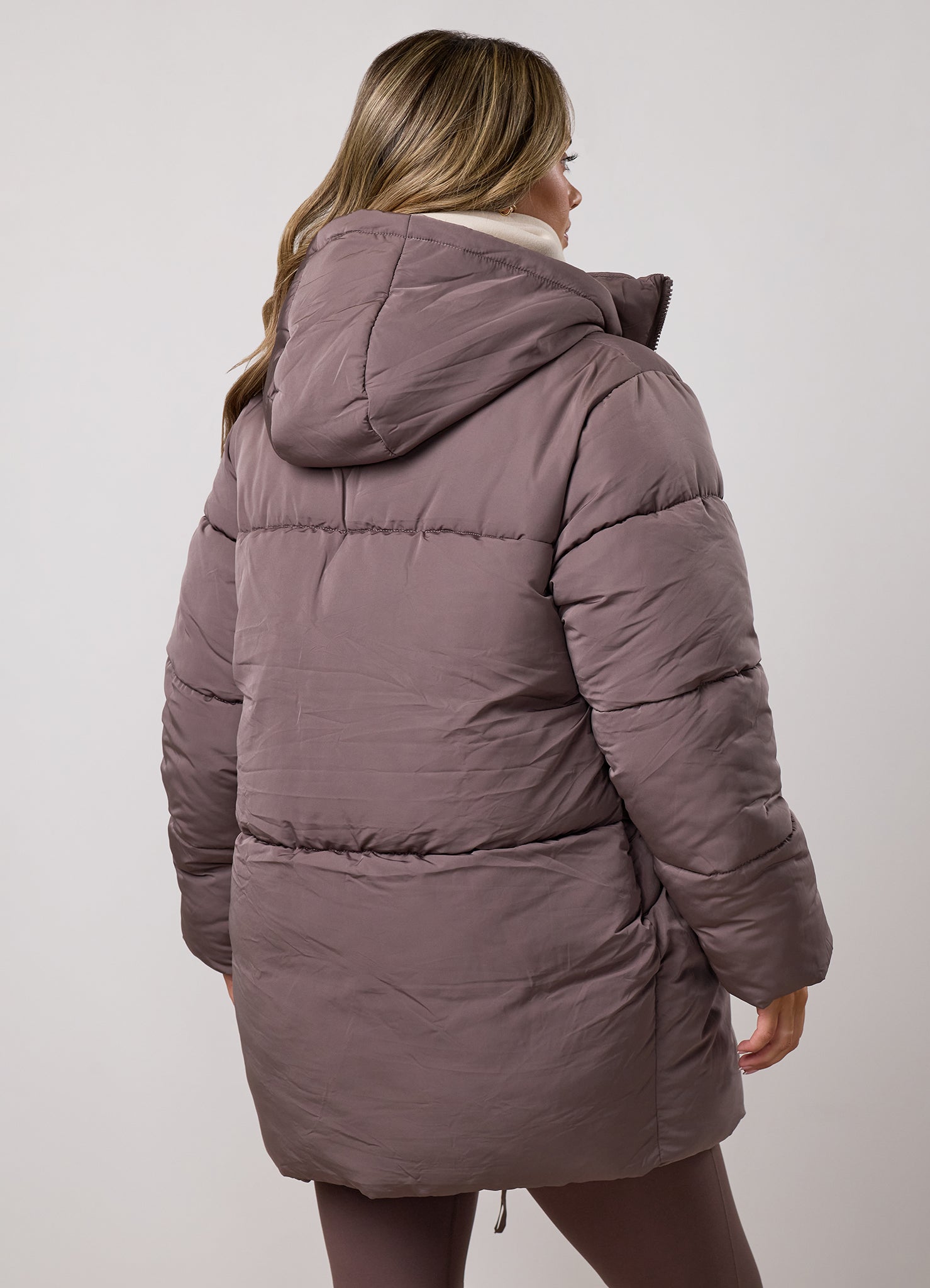 Gym King Mid Length Puffer Coat - Deep Mocha