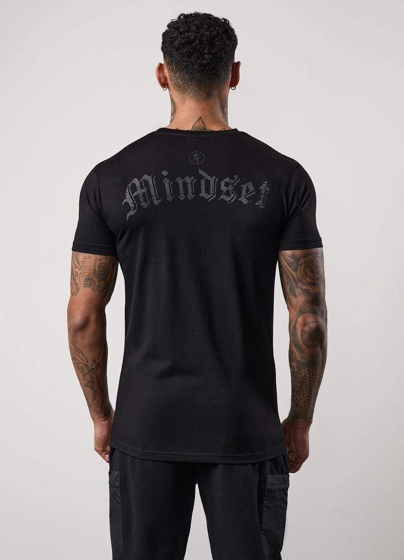 Gym King Mindset Distressed Print Tee - Black