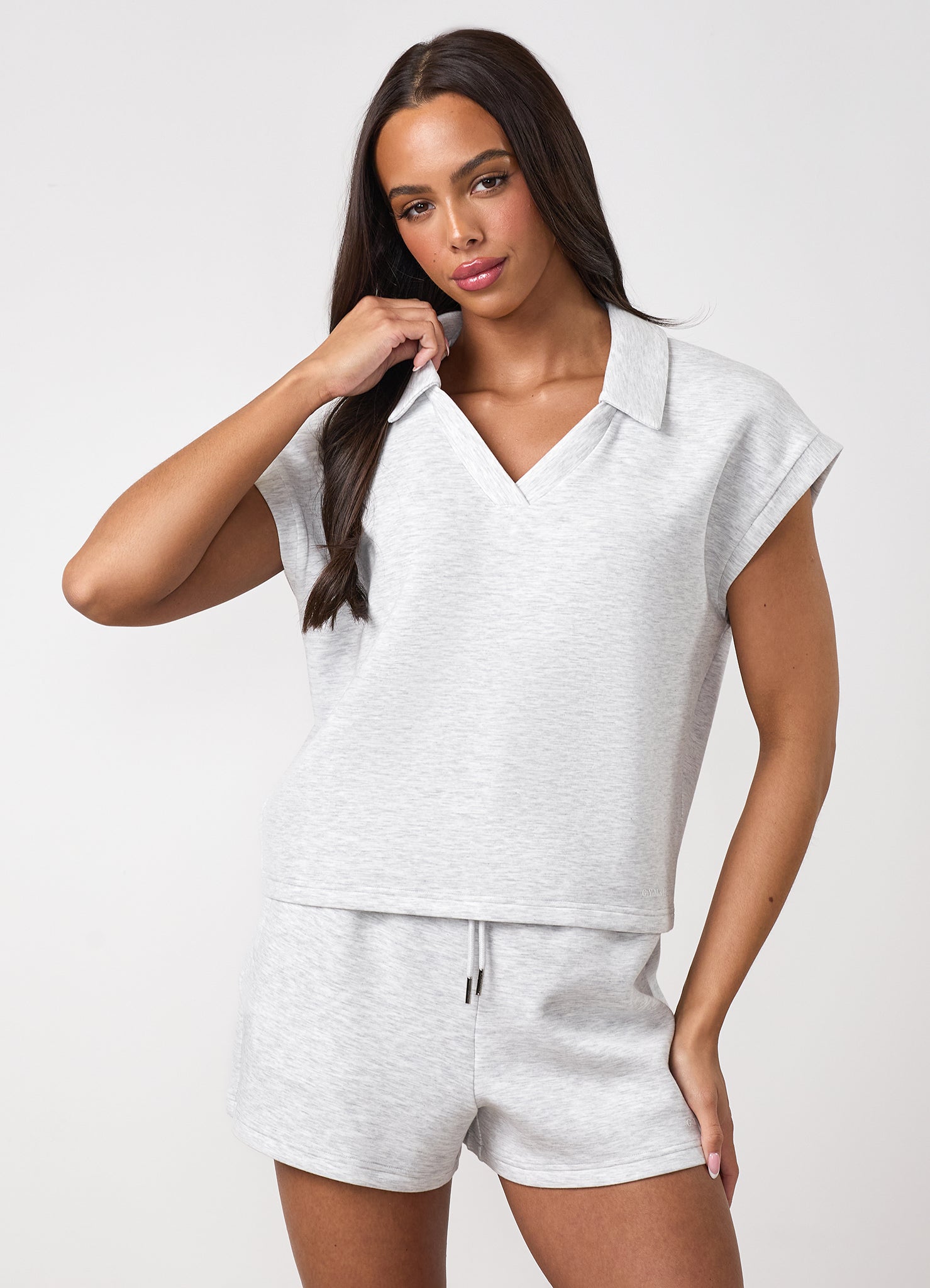 Gym King Modal Collar Tank - Snow Marl