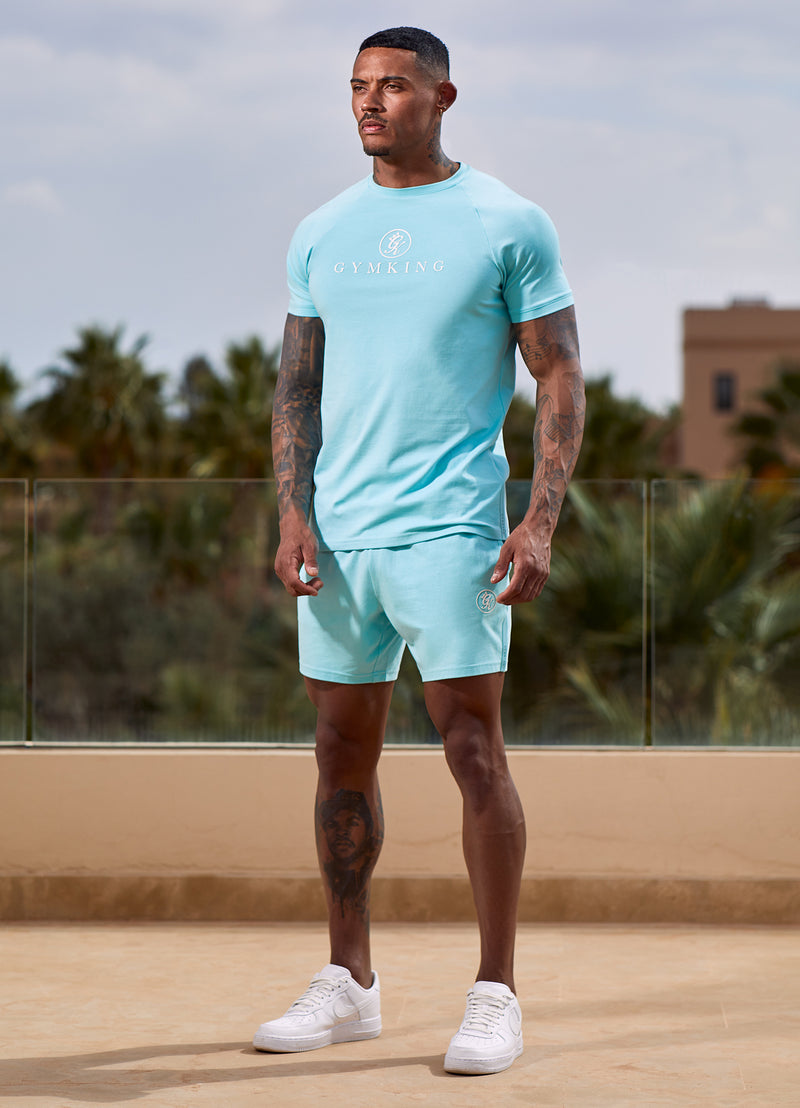 Gym King Pro Jersey Short - Aqua Blue