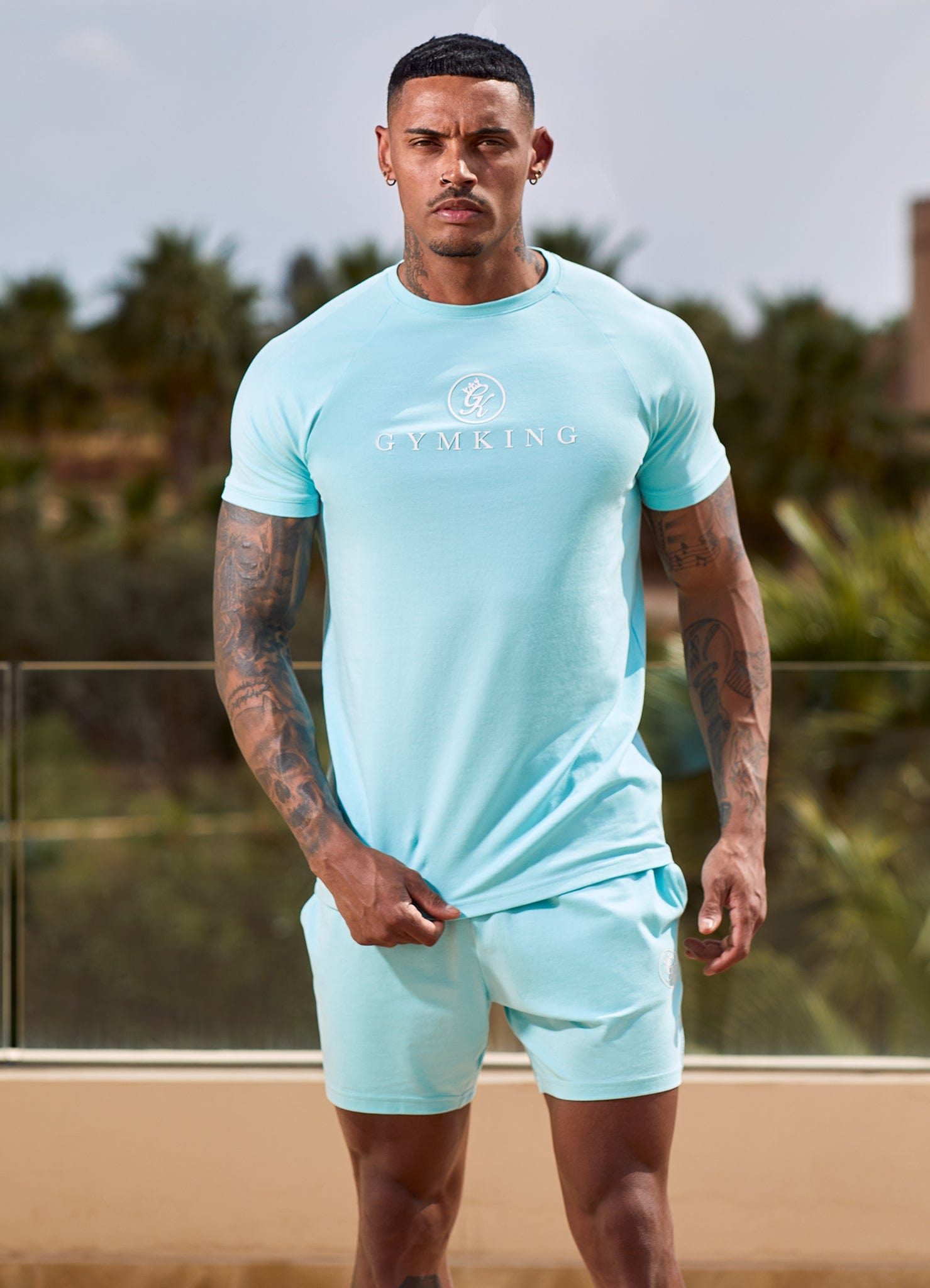 Gym King Pro Jersey Tee - Aqua Sky