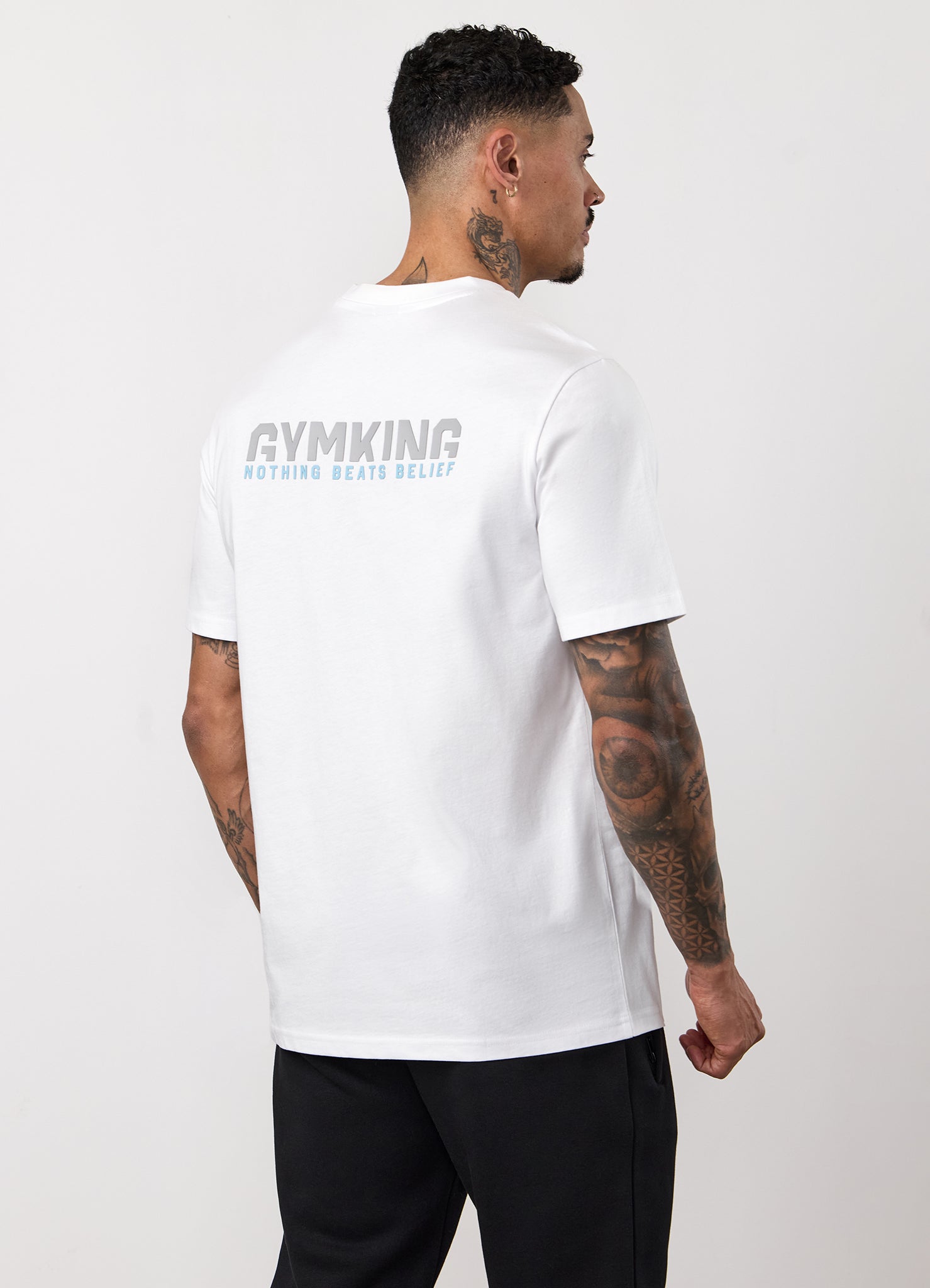 Gym King Nothing Beats Belief 2.0 Jersey T-Shirt - White