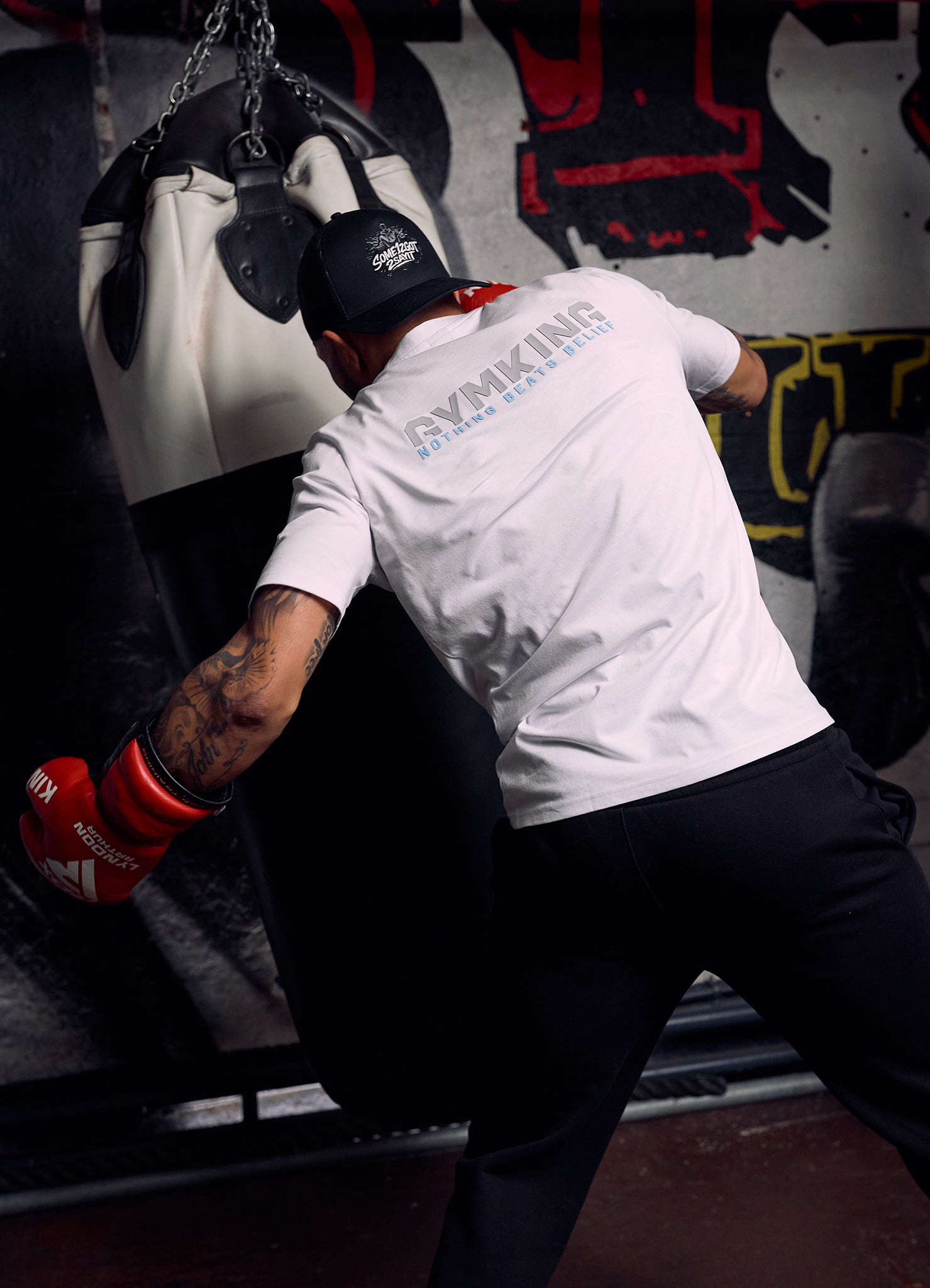 Gym King Nothing Beats Belief 2.0 Jersey Tee - White