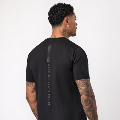 Gym King Nothing Beats Belief Muscle Fit T-Shirt - Black/Black