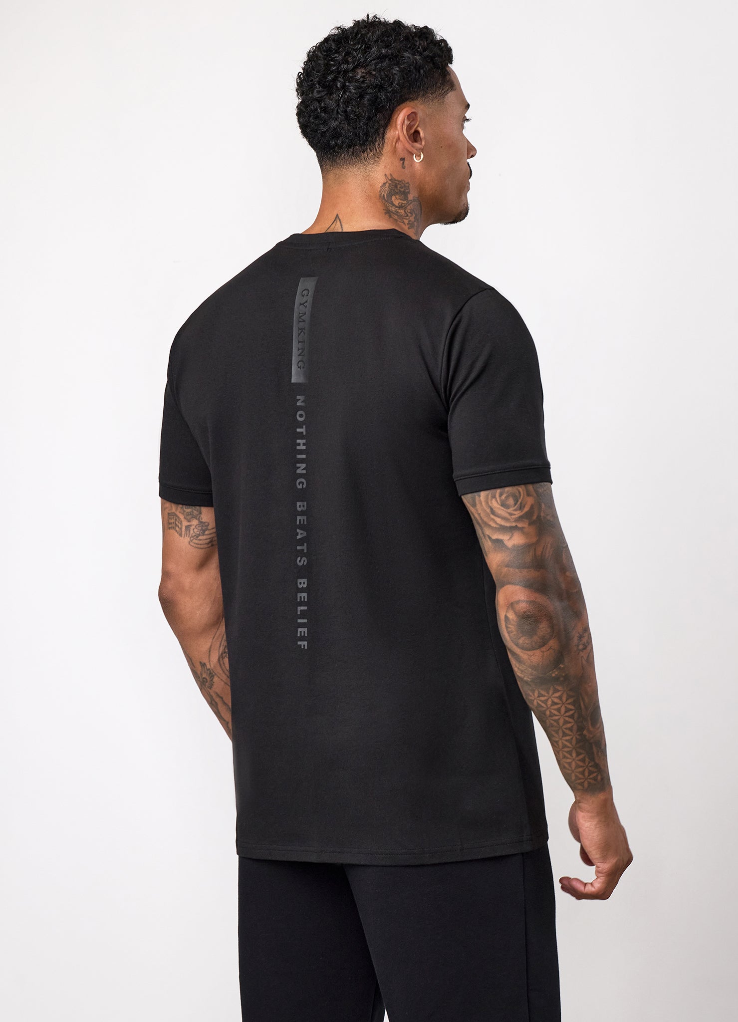 Gym King Nothing Beats Belief Muscle Fit T-Shirt - Black/Black
