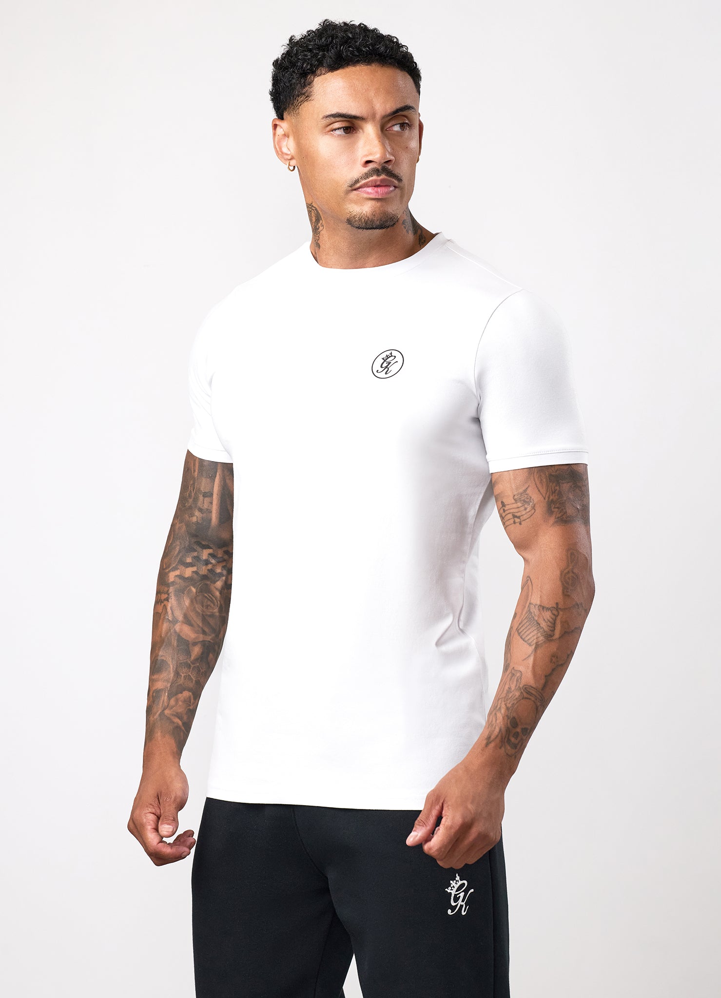 Gym King Nothing Beats Belief Muscle Fit T-Shirt - White/Black