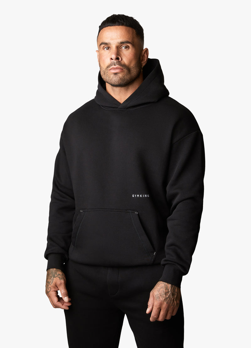 Gym King Outline Print Hood - Black