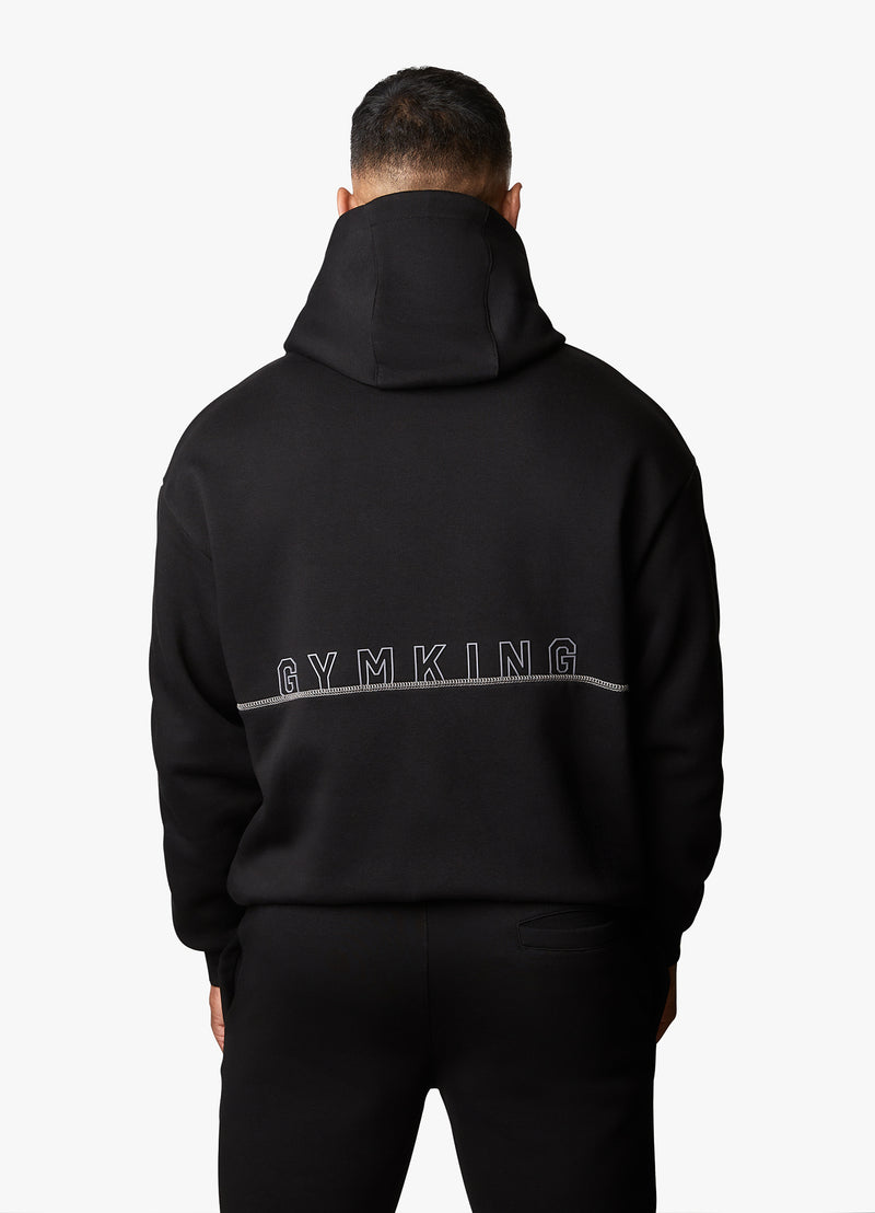 Gym King Outline Print Hood - Black