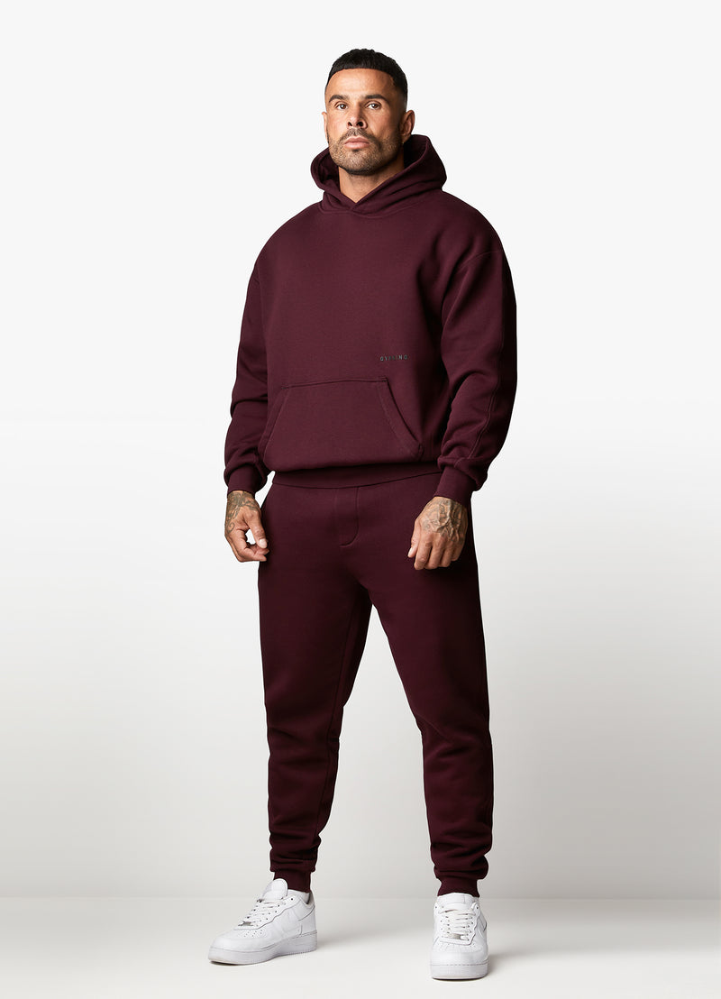 Gym King Outline Print Hood - Burgundy