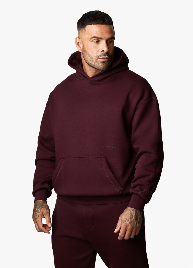 Gym King Outline Print Hood - Burgundy