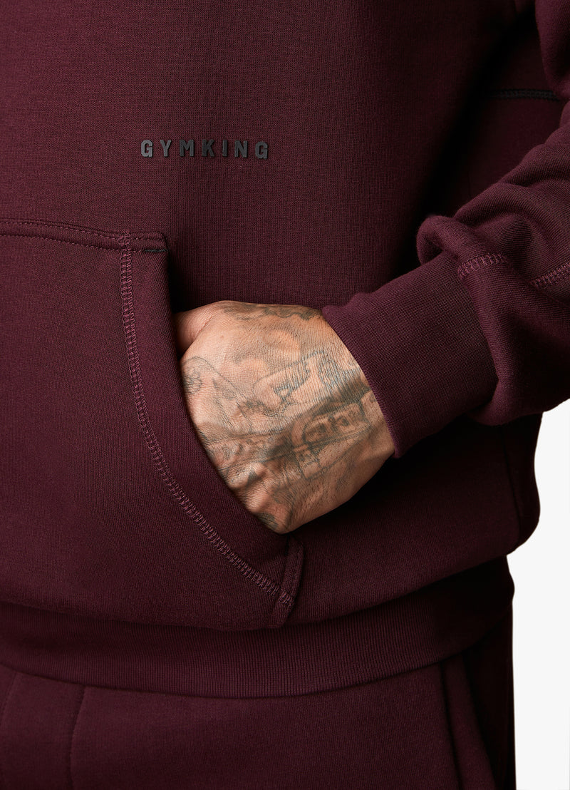 Gym King Outline Print Hood - Burgundy