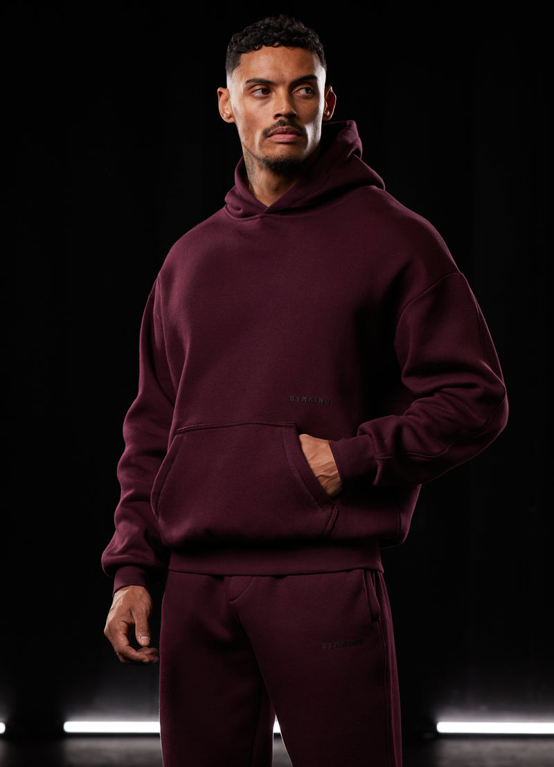 Gym King Outline Print Hood - Burgundy