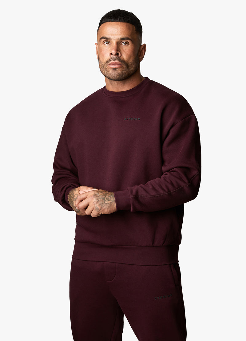 Gym King Outline Print Sweatshirt - Burgundy