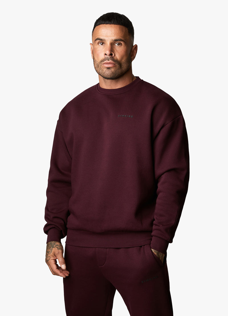 Gym King Outline Print Sweatshirt - Burgundy