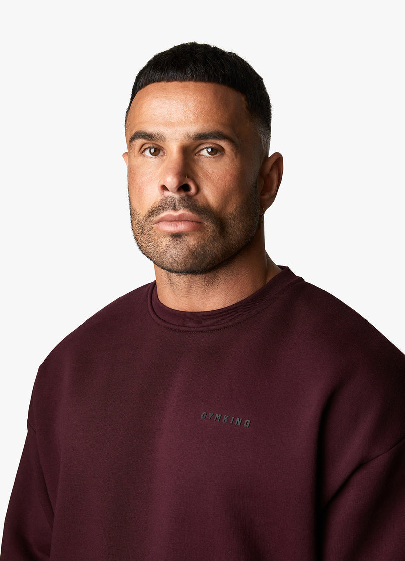 Gym King Outline Print Sweatshirt - Burgundy