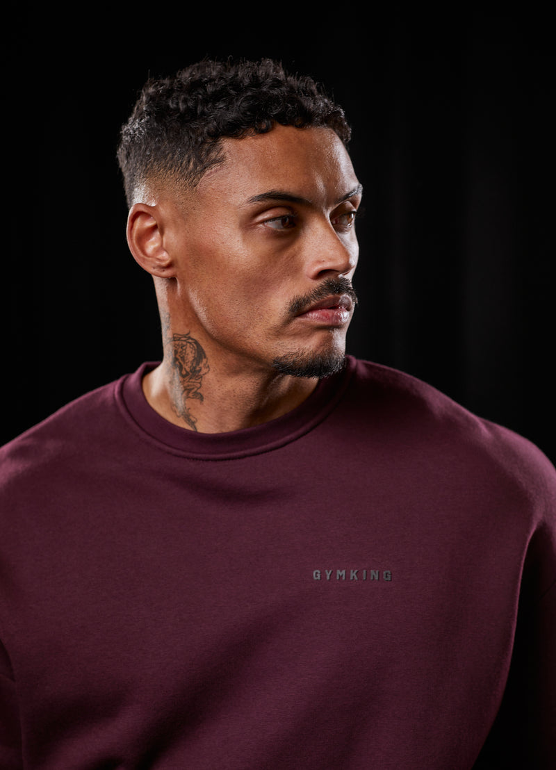 Gym King Outline Print Sweatshirt - Burgundy