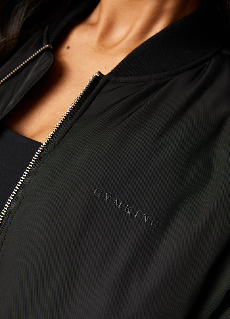 Gym King Oversized Bomber Jacket - Black