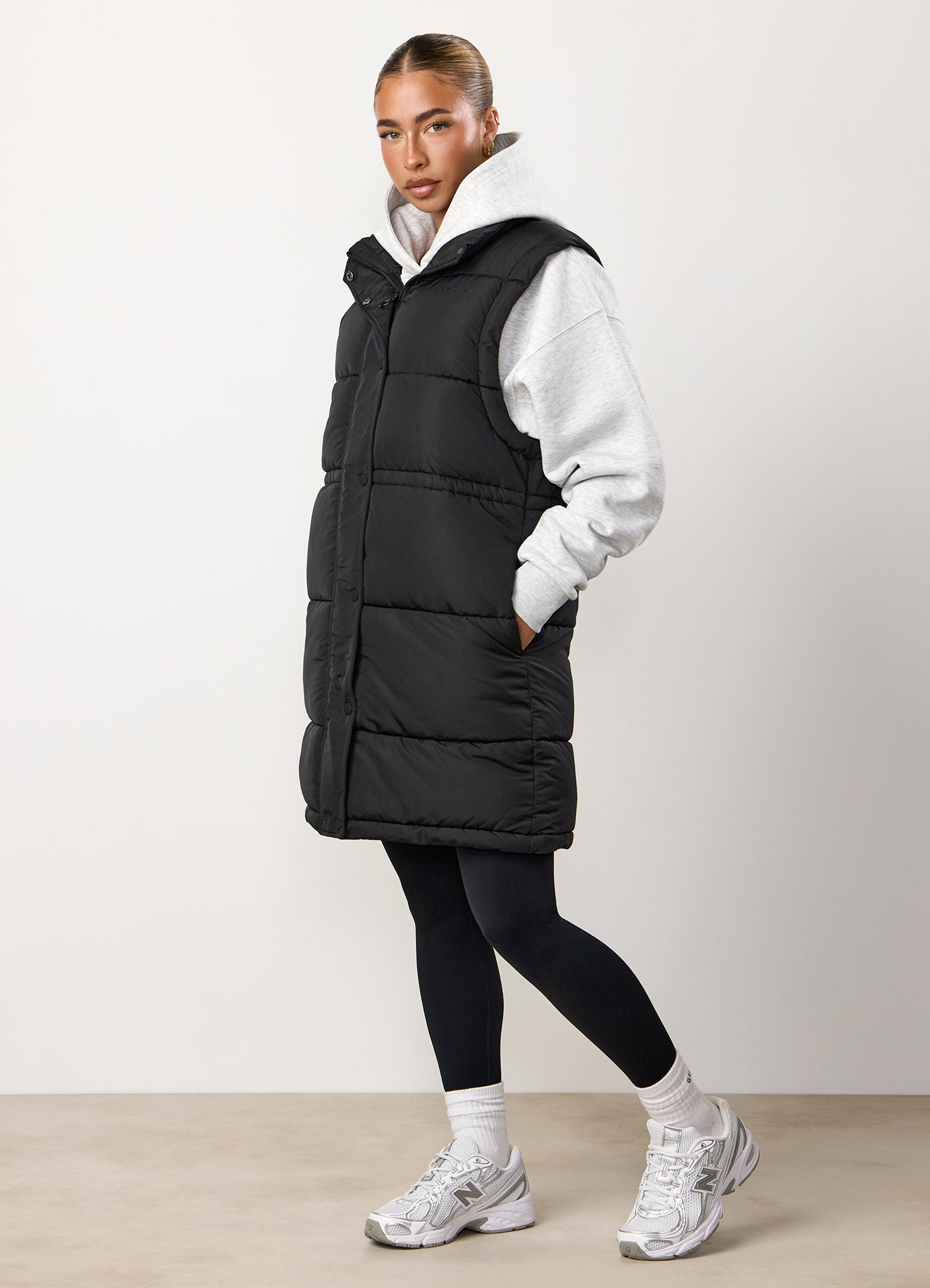 Gym King Padded Longline Gilet – Black