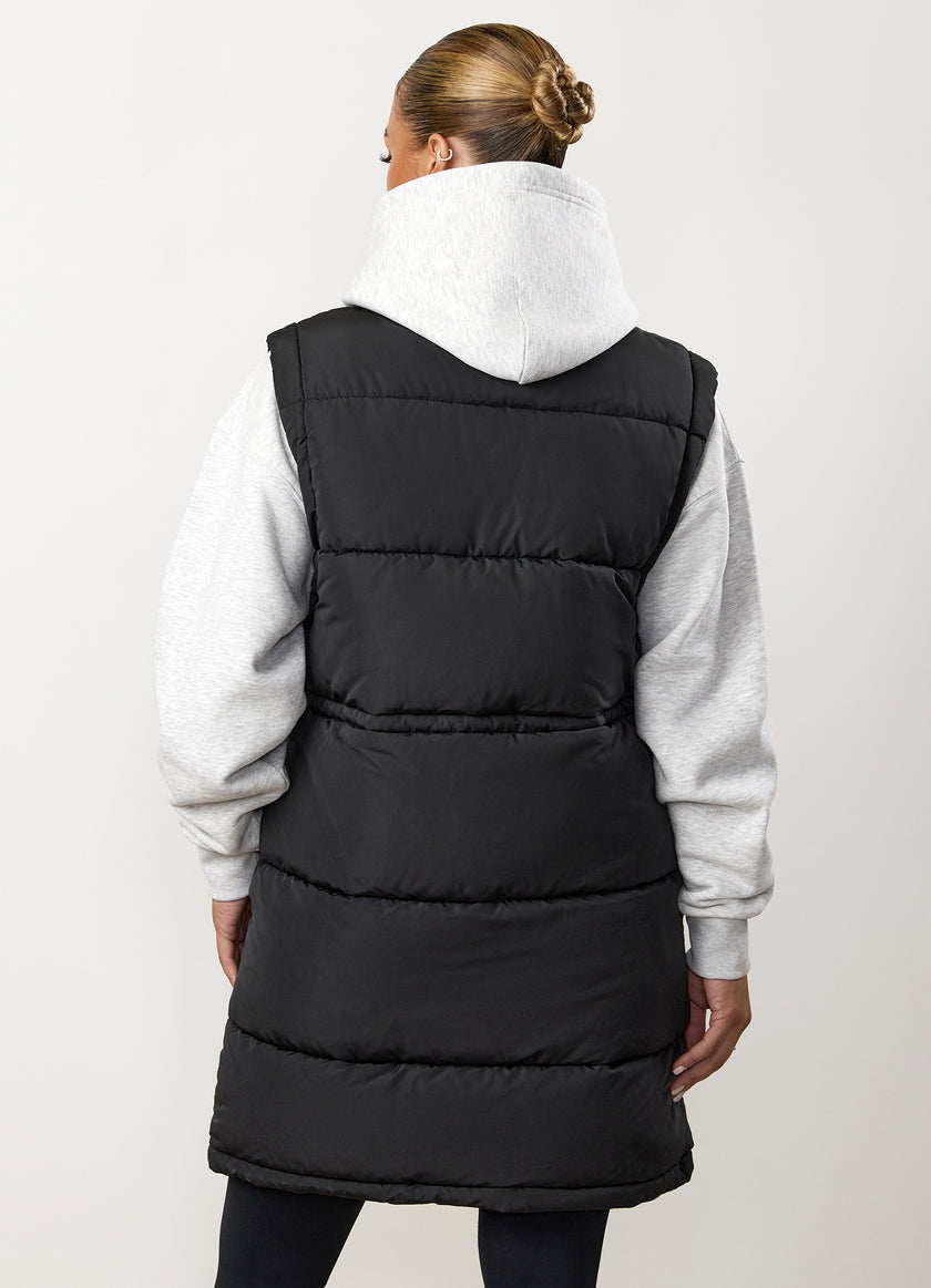 Gym King Padded Longline Gilet - Black