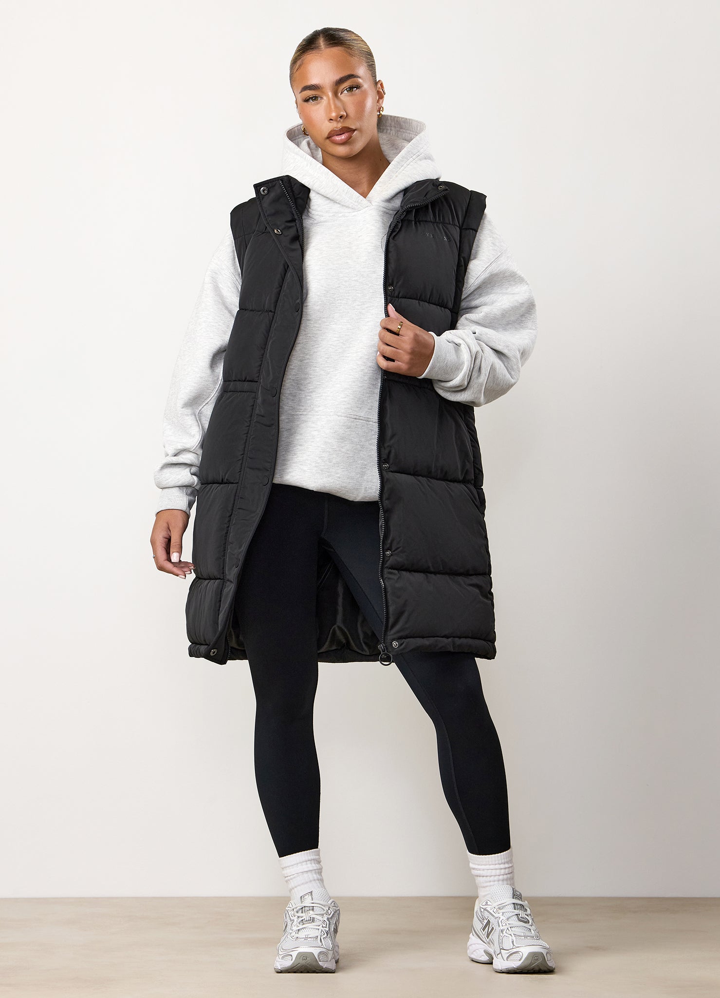 Gym King Padded Longline Gilet – Black