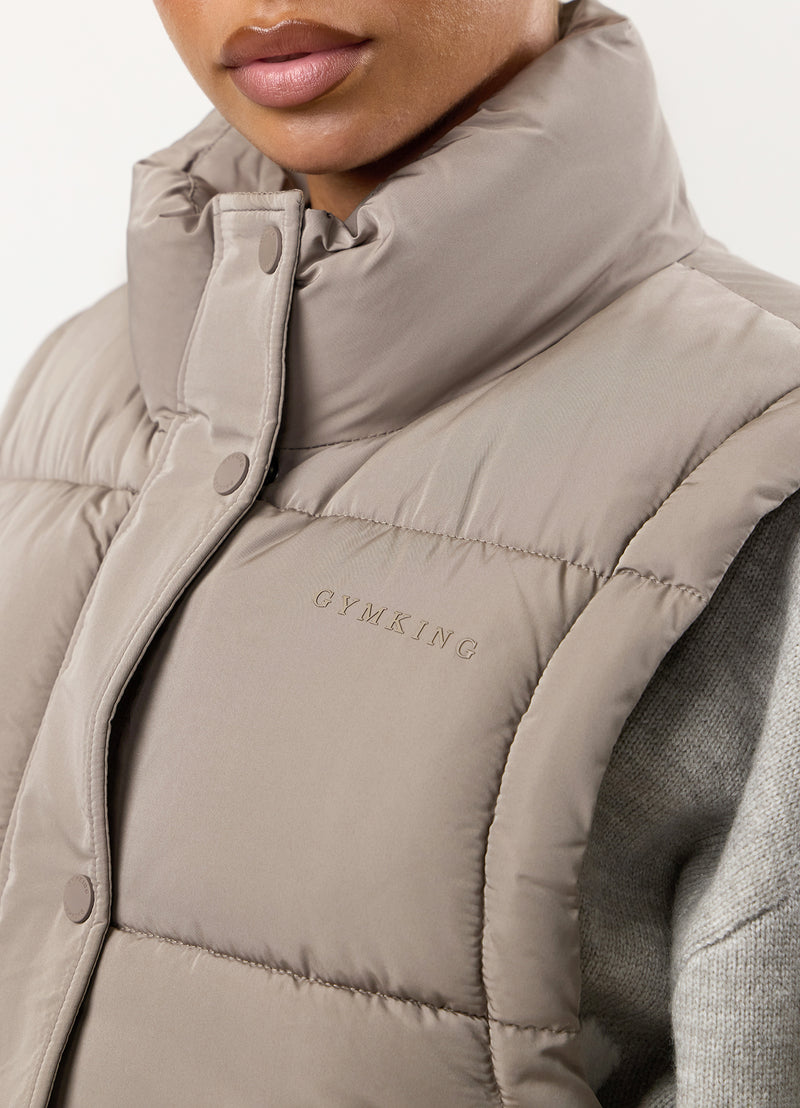 Gym King Padded Longline Gilet - Truffle