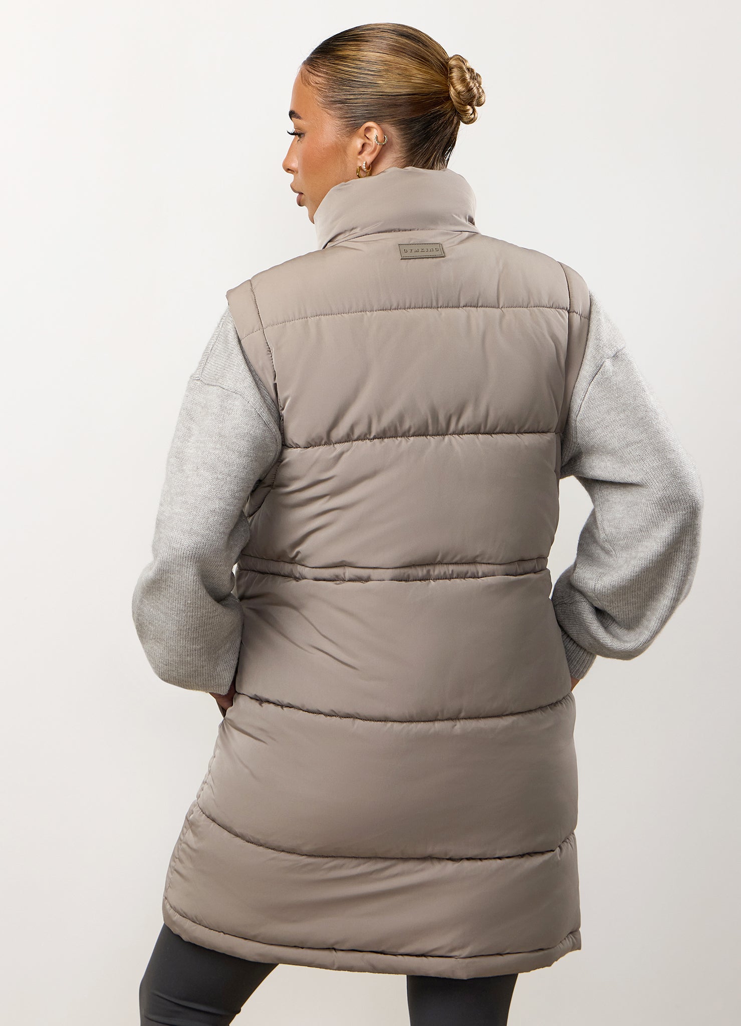 Gym King Padded Longline Gilet - Truffle