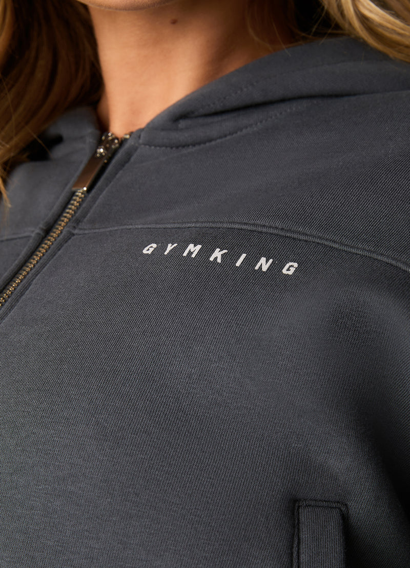 Gym King Powered By Belief FZ Hood - Oyster Grey
