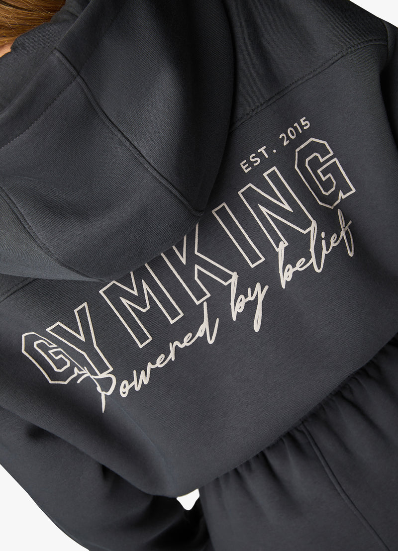 Gym King Powered By Belief FZ Hood - Oyster Grey