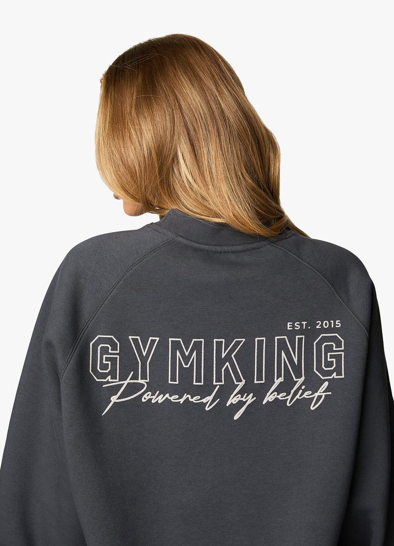 Gym King Powered By Belief Sweatshirt - Oyster Grey