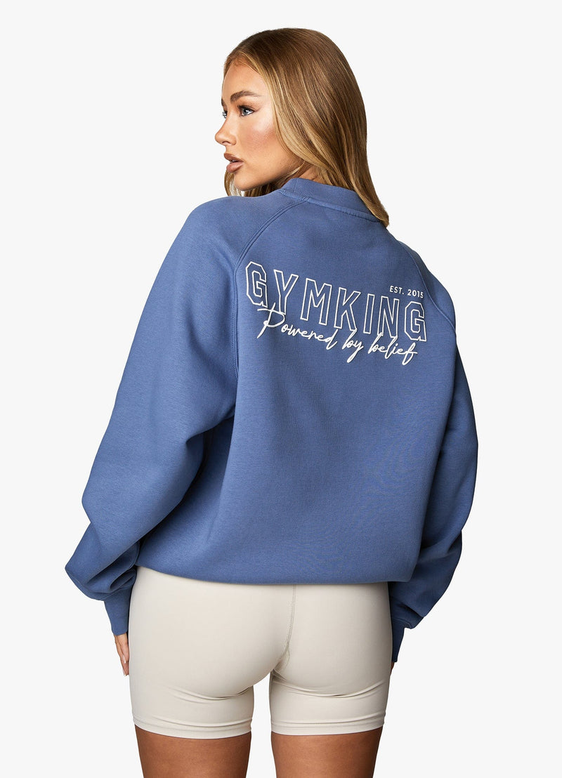 Gym King Powered By Belief Sweatshirt - Blue Steel
