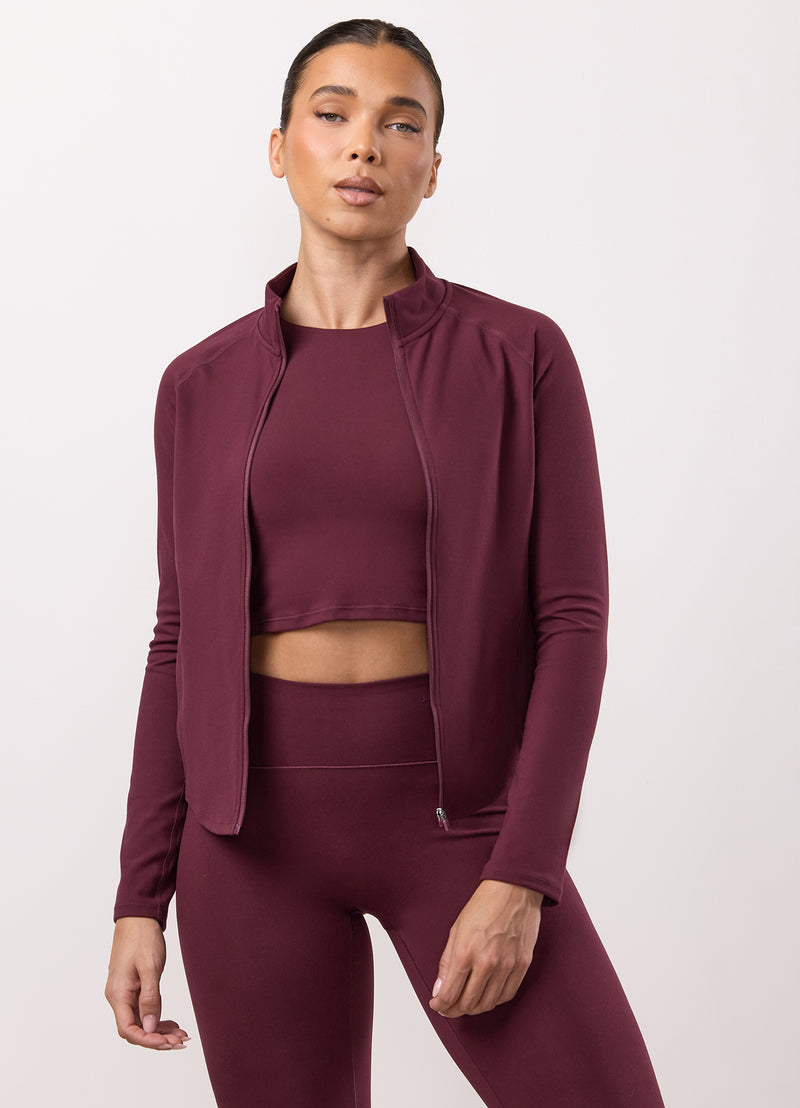 Gym King Peach Luxe Full Zip Jacket - Vibrant Fig Luxe