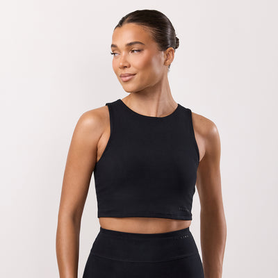 Gym King Peach Luxe High Neck Tank - Black Luxe