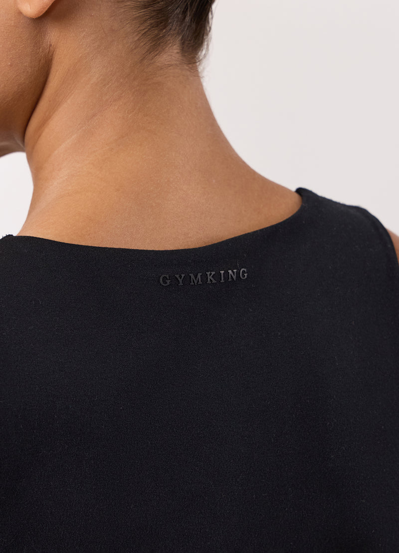 Gym King Peach Luxe High Neck Tank - Black Luxe
