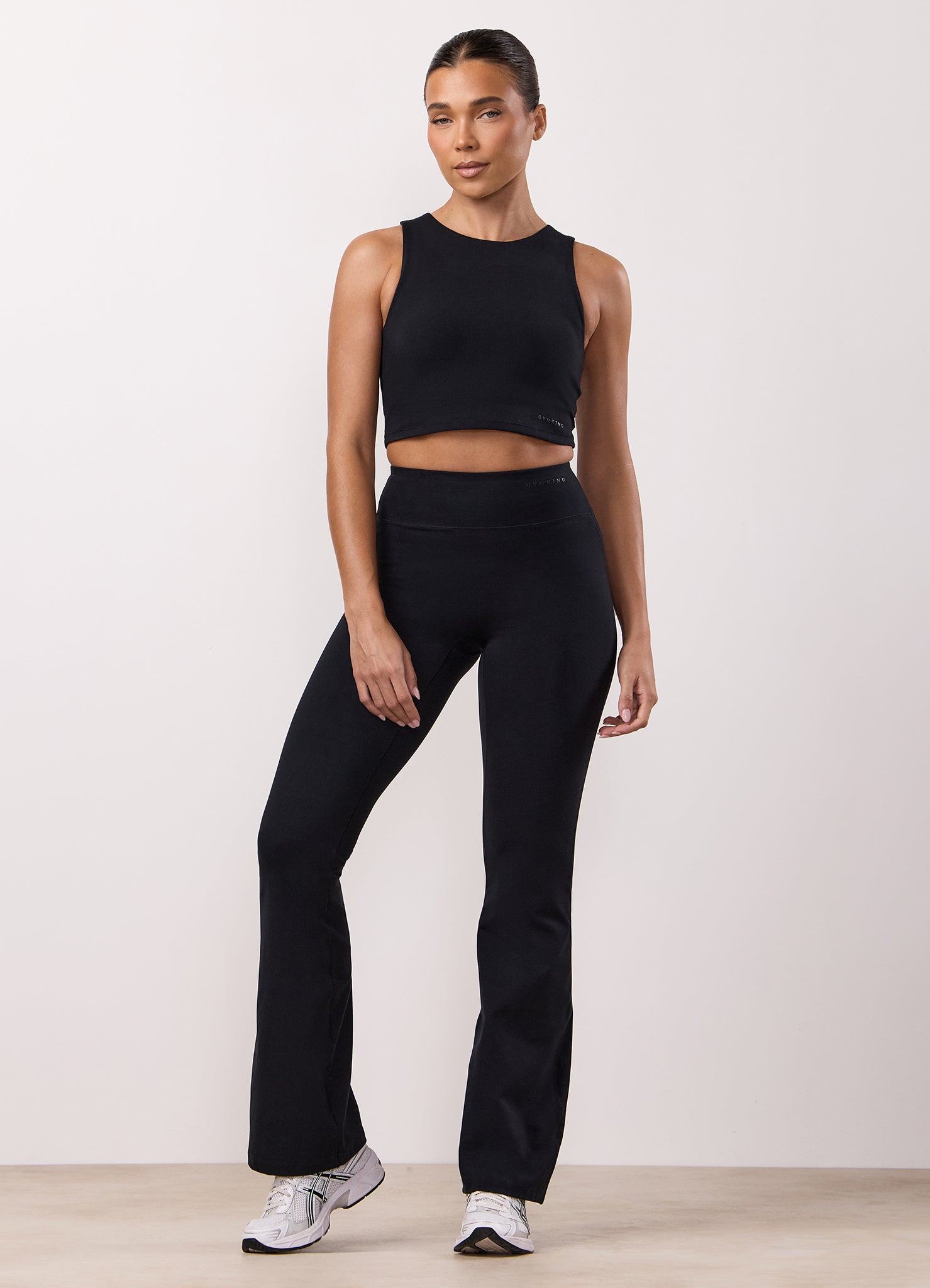 Gym King Peach Luxe High Neck Tank - Black Luxe