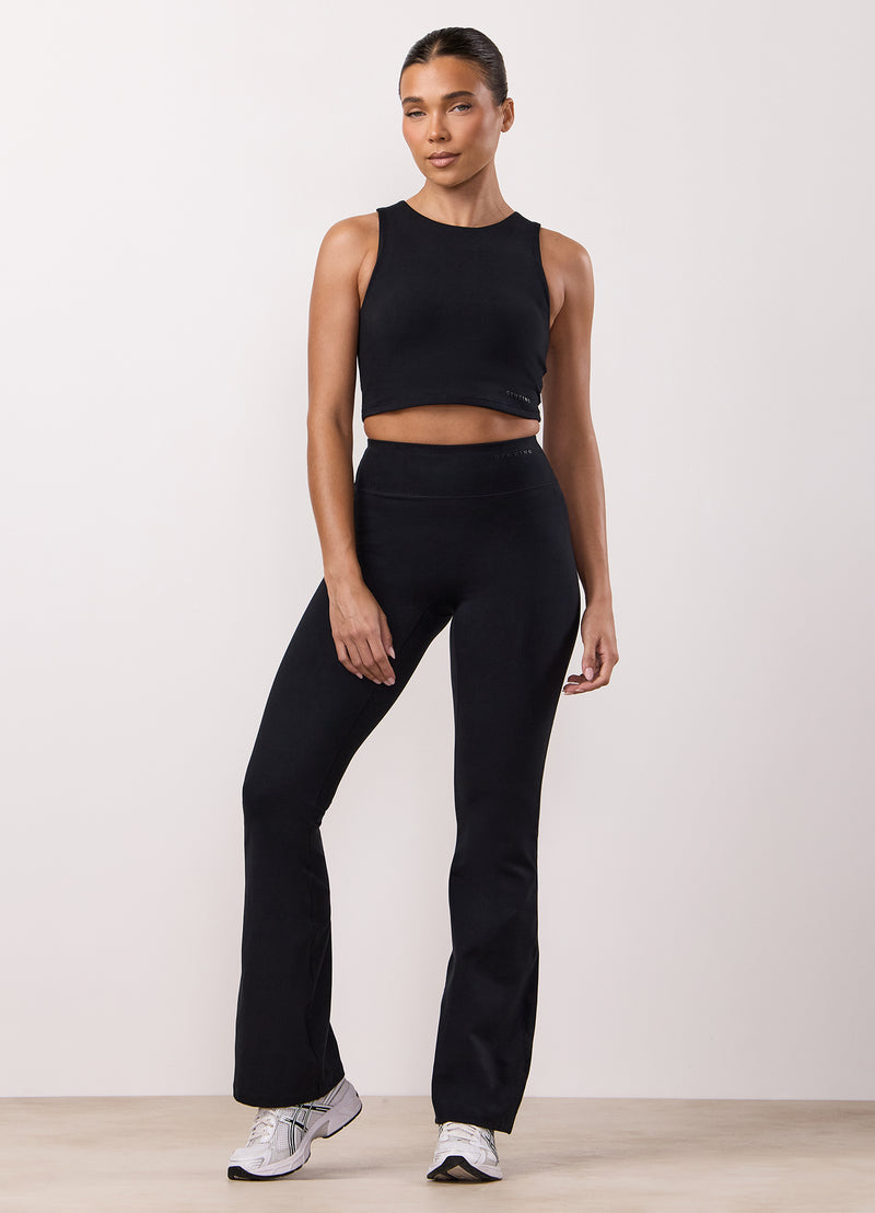 Gym King Peach Luxe High Neck Tank - Black Luxe