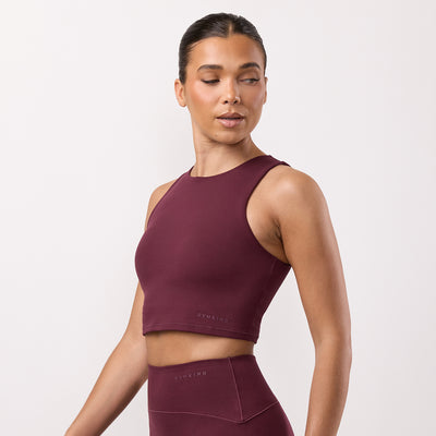 Gym King Peach Luxe High Neck Tank - Vibrant Fig Luxe