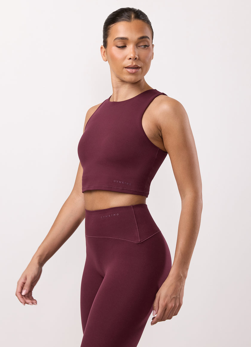 Gym King Peach Luxe High Neck Tank - Vibrant Fig Luxe